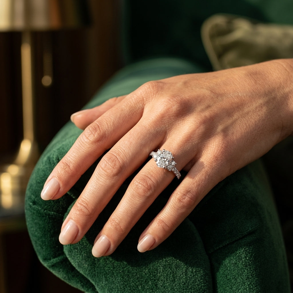 Single Row Oval Shape Color Ring - worn lifestyle photo