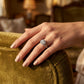 Floral Shape Round Halo Engagement Ring - worn lifestyle photo