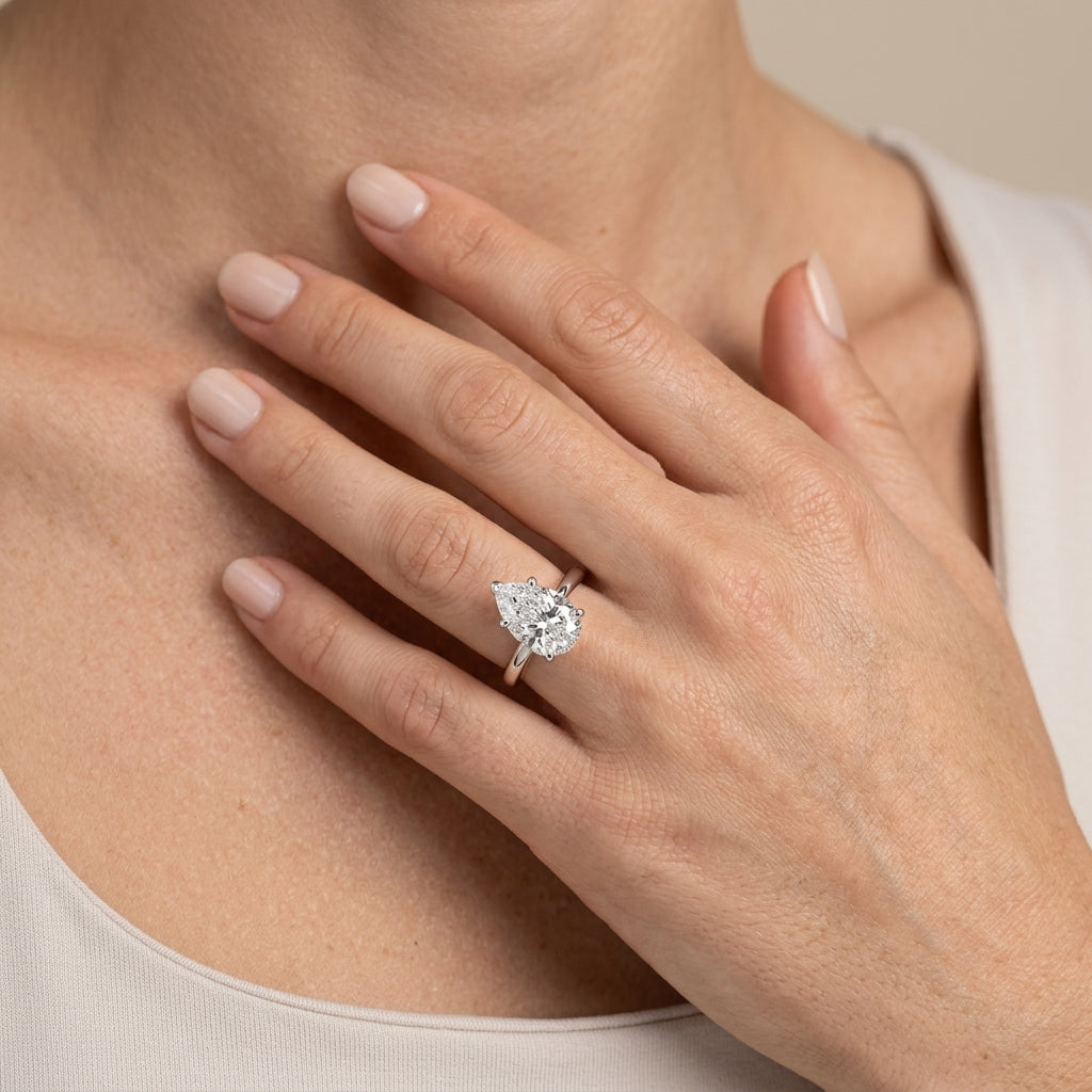 Solitaire Pear Shape - worn lifestyle photo