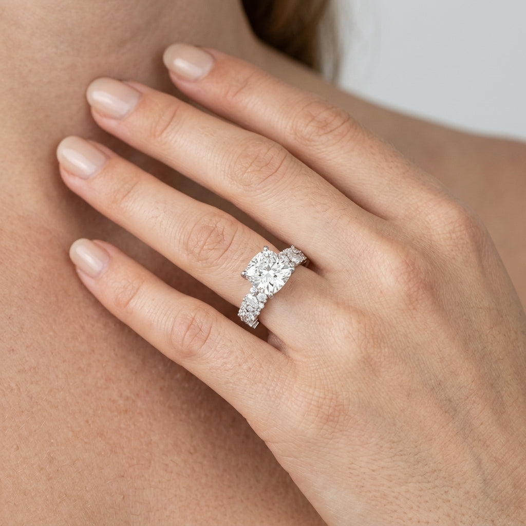 Mixed Shape Engagement Ring - worn lifestyle photo