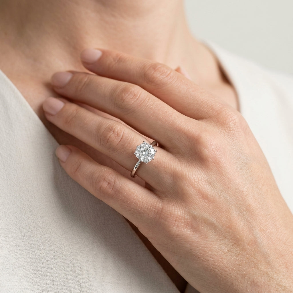 SOLITAIRE 3.8X3.8 CUSHION - worn lifestyle photo
