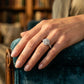 Vintage Halo Engraved Filigree Milgrain Engagement Ring - worn lifestyle photo