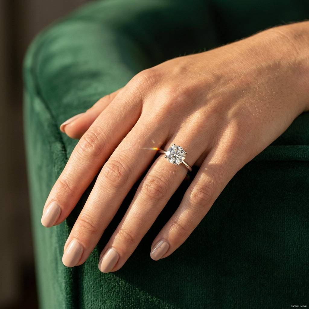 Solitaire Engagement Ring - worn lifestyle photo