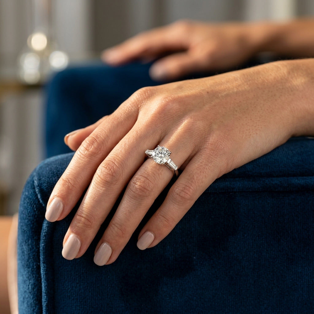 3-Stone Baguette Engagement Rings - worn lifestyle photo
