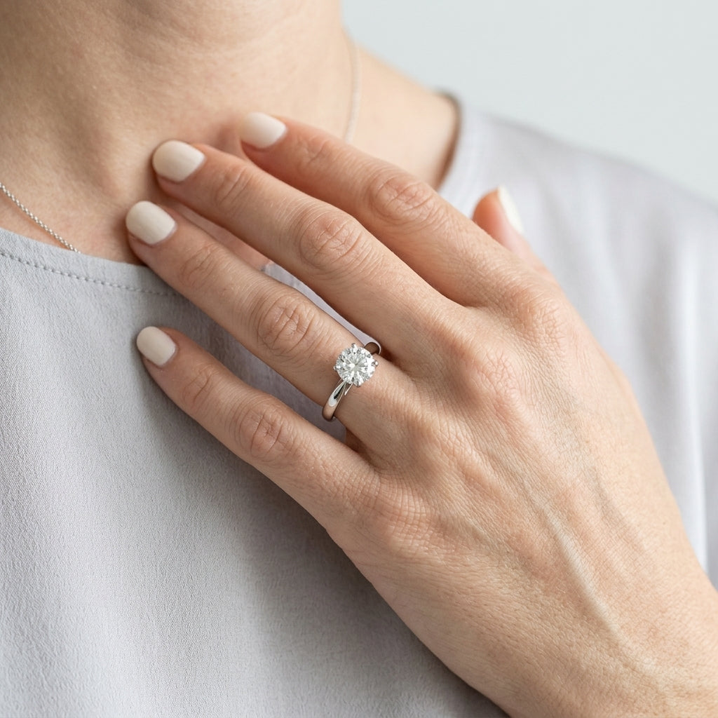 Solitaire Engagement Rings - worn lifestyle photo
