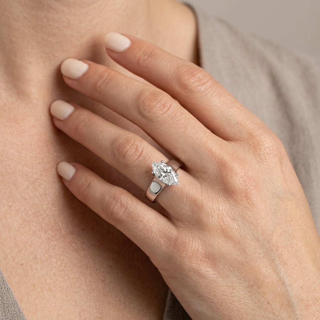 Solitaire Trellis Engagement Ring - worn lifestyle photo