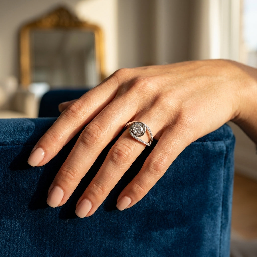 ENGAGEMENT RINGS BYPASS EURO SHANK - worn lifestyle photo