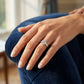 Solitaire Hidden Halo Trellis Engagement Ring - worn lifestyle photo