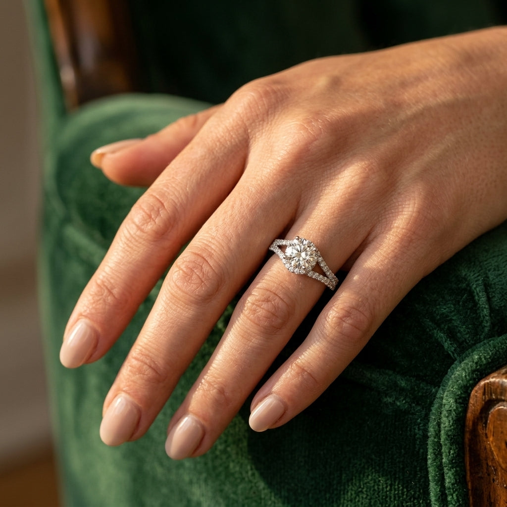 Bypass Split Shank Engagement Rings - worn lifestyle photo