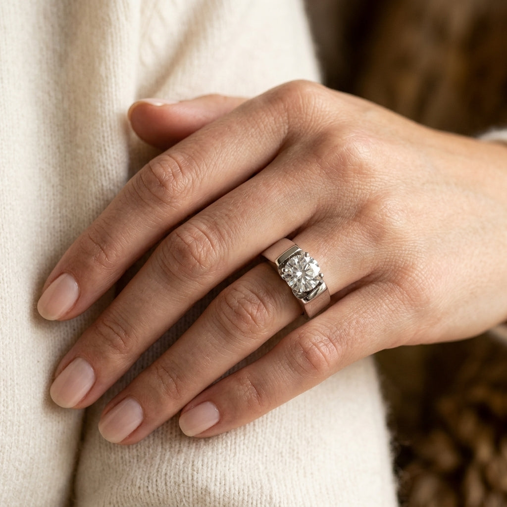 Solitaire Engagement Rings - worn lifestyle photo