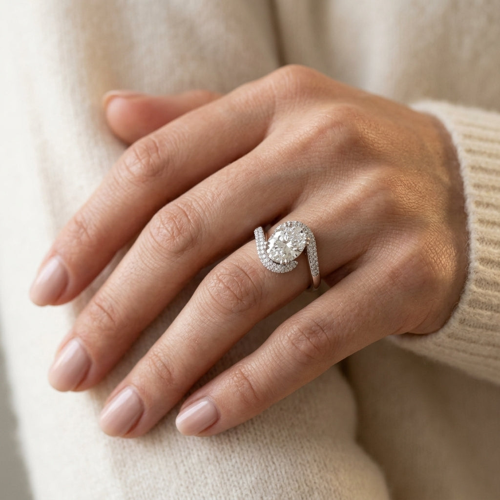 Bypass Double Row Pavé Engagement Rings - worn lifestyle photo