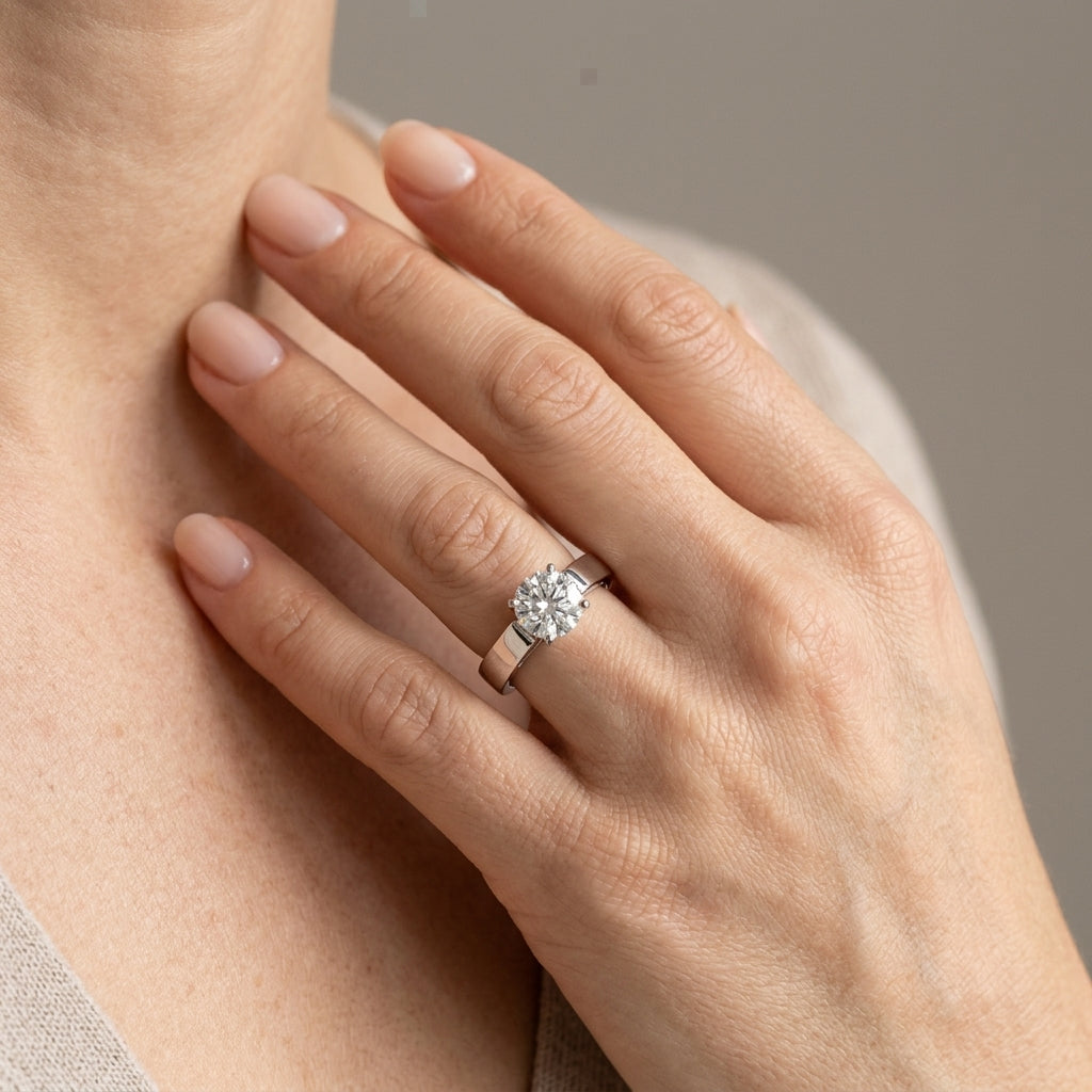Cathedral Solitaire Engagement Ring - worn lifestyle photo