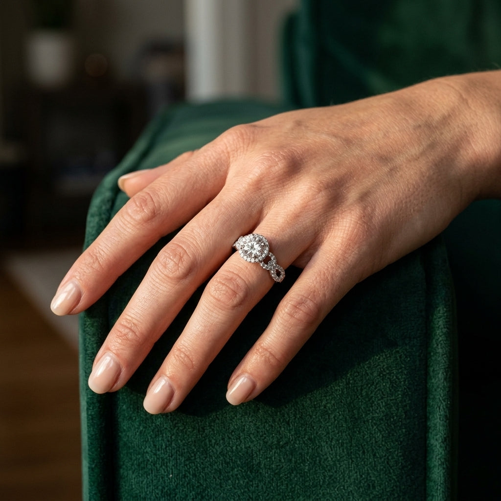 Round Multi-Row Lab Grown Diamond Engagement Ring - Style 50544 - worn lifestyle photo