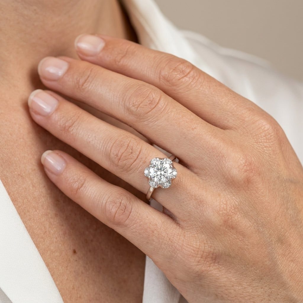 ENGAGEMENT RINGS ROUND CENTER - worn lifestyle photo