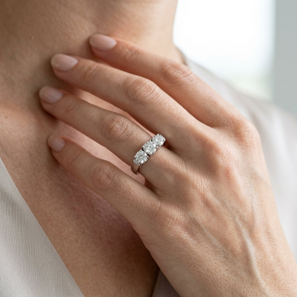 3-Stone Prong Set Wedding Bands - worn lifestyle photo