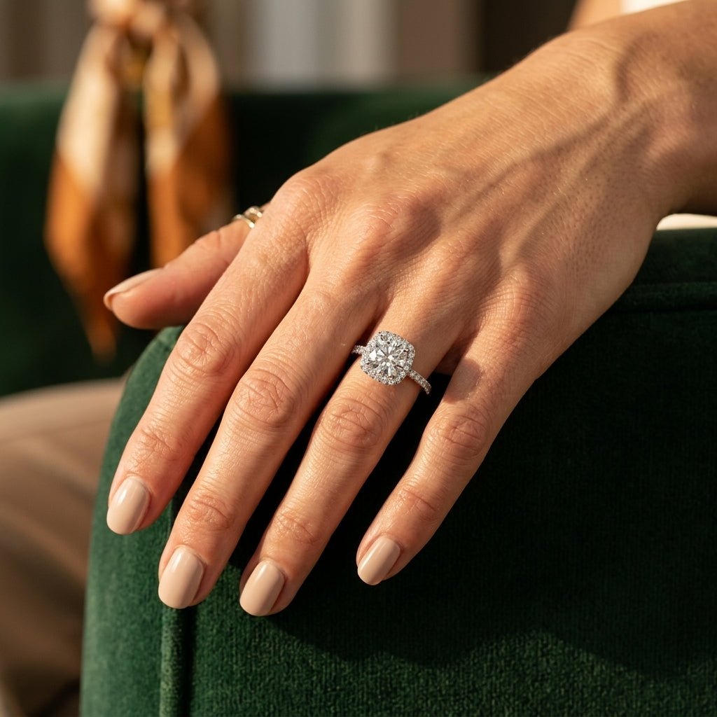 ROUND CENTER CUSHION HALO - worn lifestyle photo