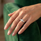 Pear Accent Three-Stone Engagement Ring - worn lifestyle photo