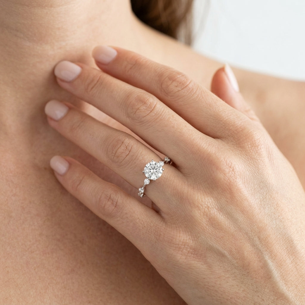 Diamond Engagement Ring - worn lifestyle photo