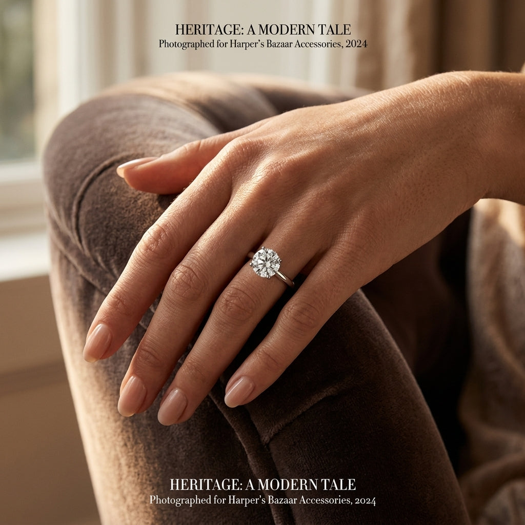 Solitaire Engagement Ring - worn lifestyle photo