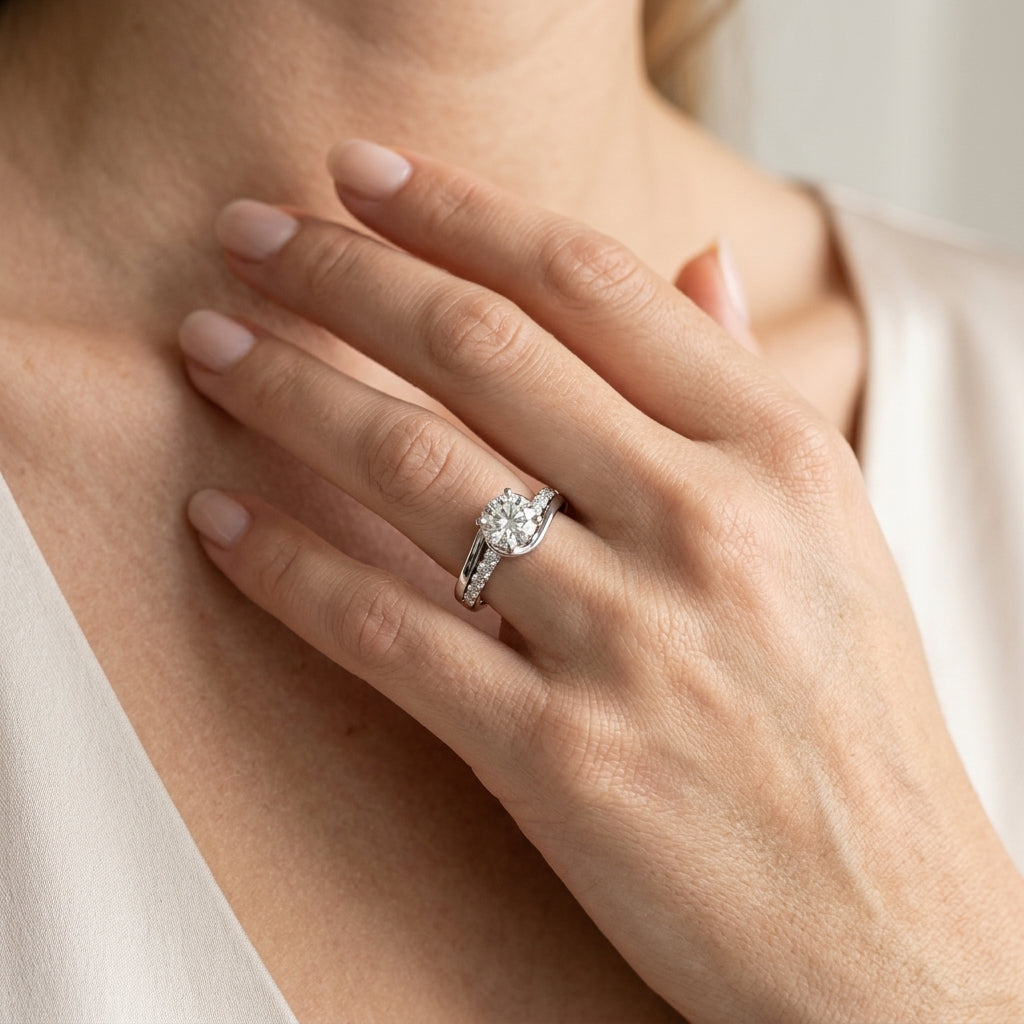 Bypass Engagement Ring - worn lifestyle photo
