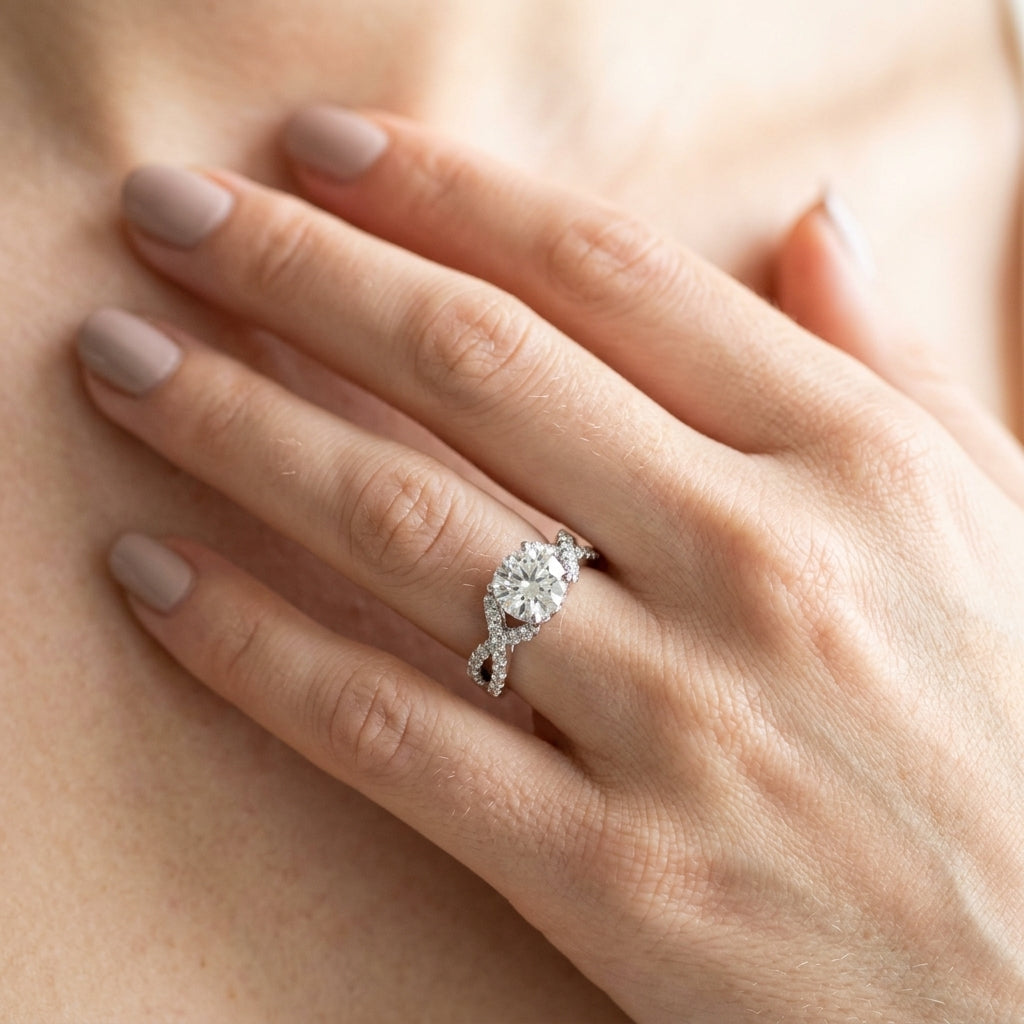 Twisted Multi Row Engagement Ring - worn lifestyle photo