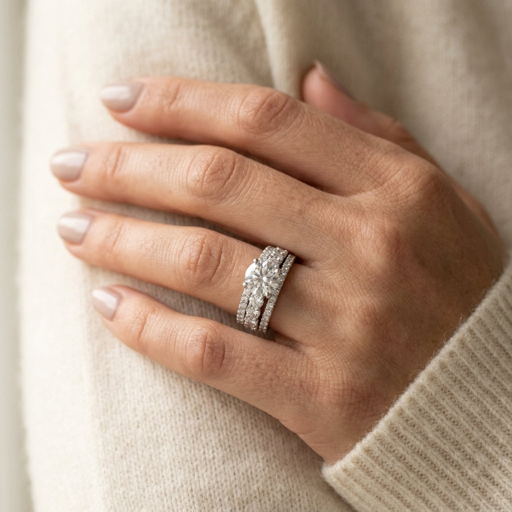 3-Row Engagement Ring - worn lifestyle photo