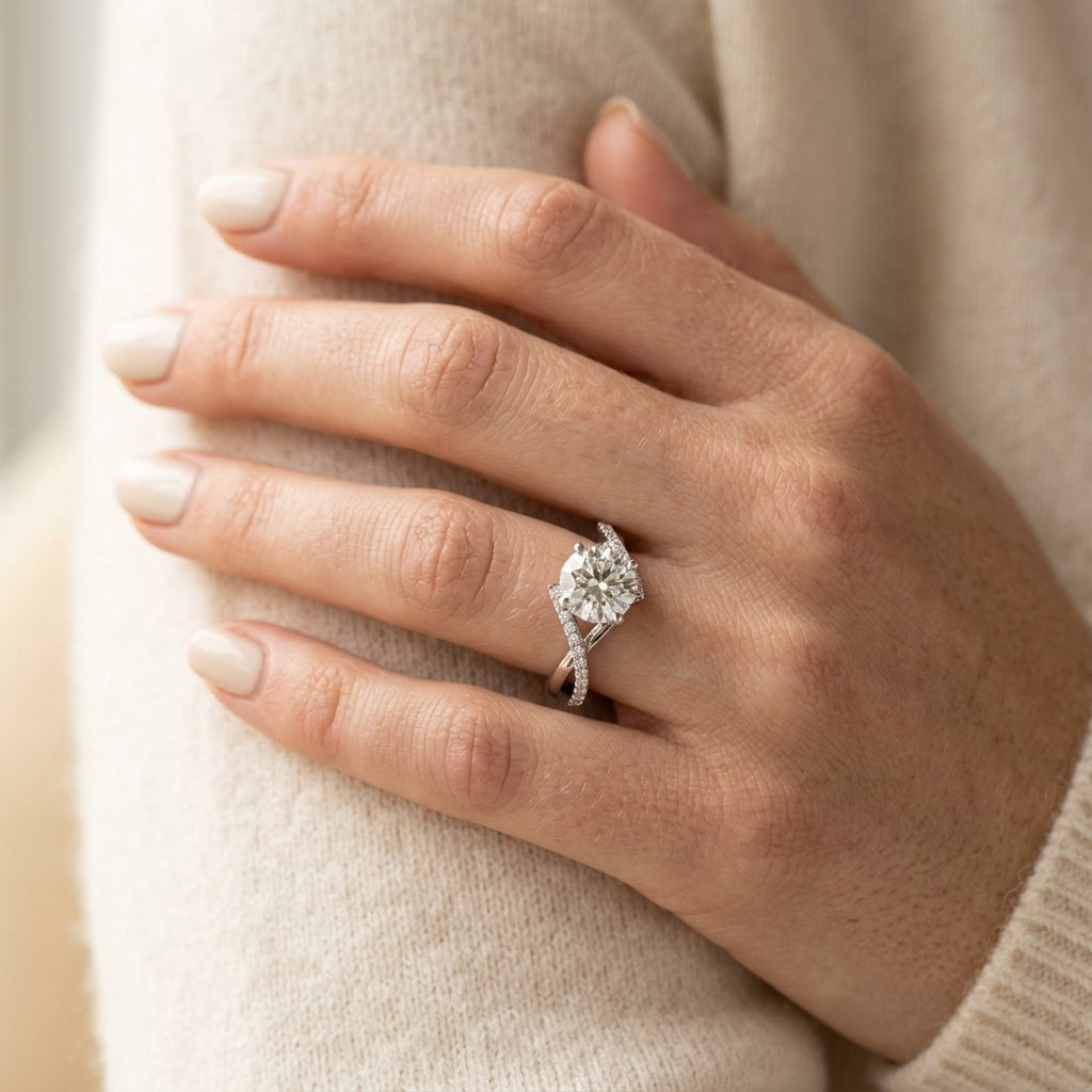 Bypass Engagement Ring - worn lifestyle photo