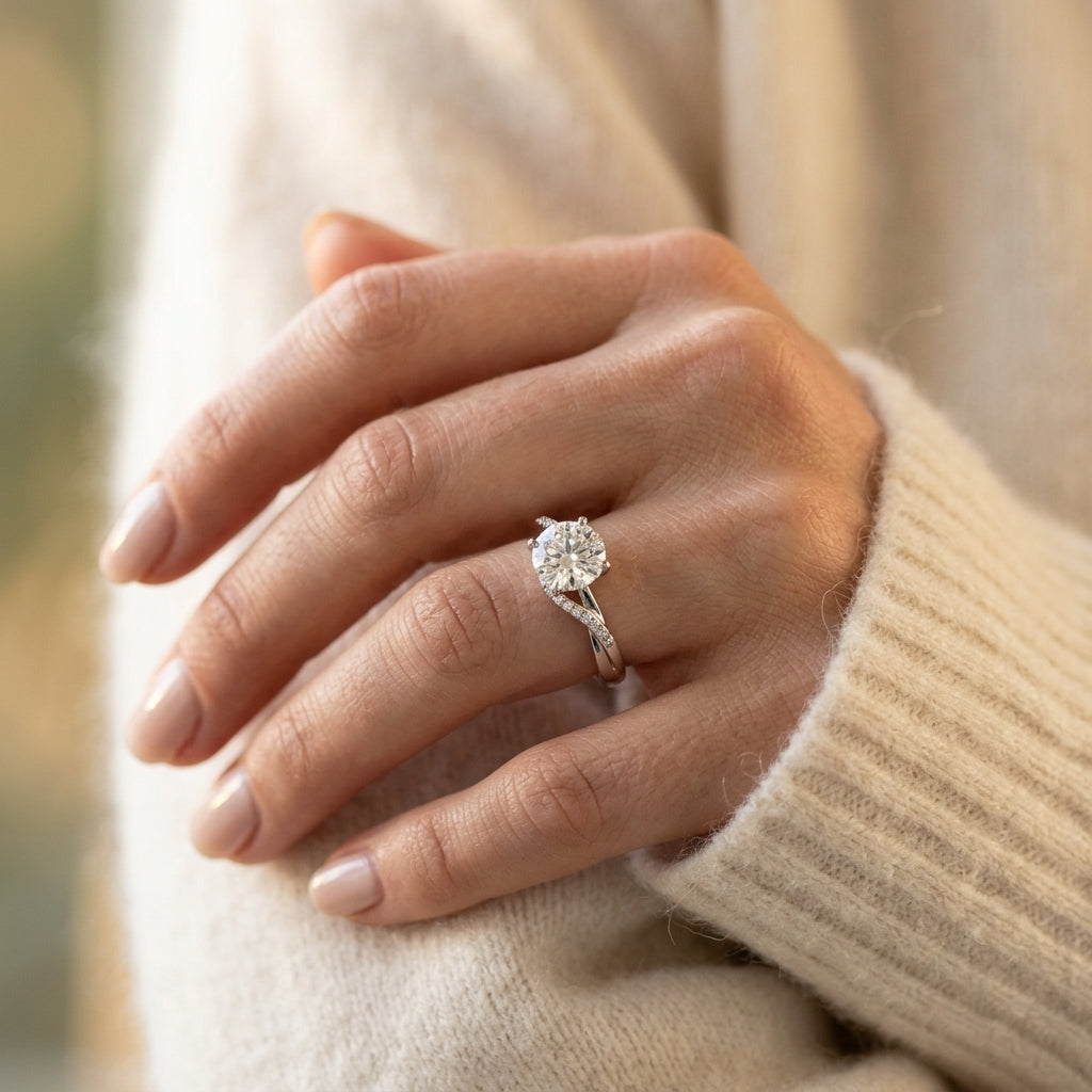 Bypass Engagement Ring - worn lifestyle photo