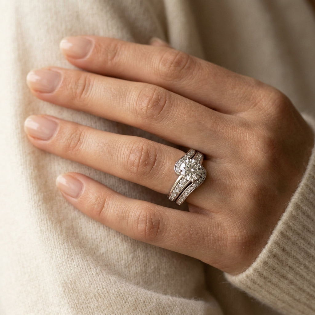 Bypass Multirow Engagement Ring - worn lifestyle photo