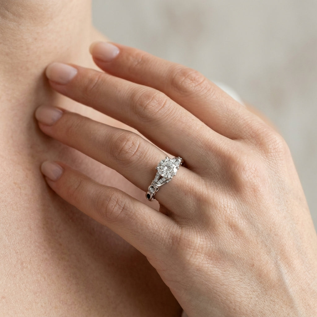 Split Prong Multirow Engagement Ring - worn lifestyle photo