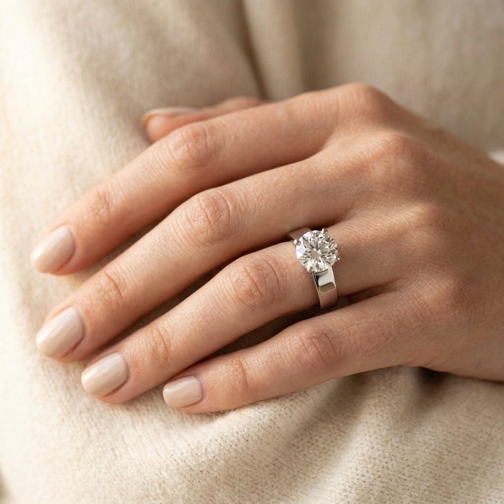 Solitaire Engagement Ring - worn lifestyle photo