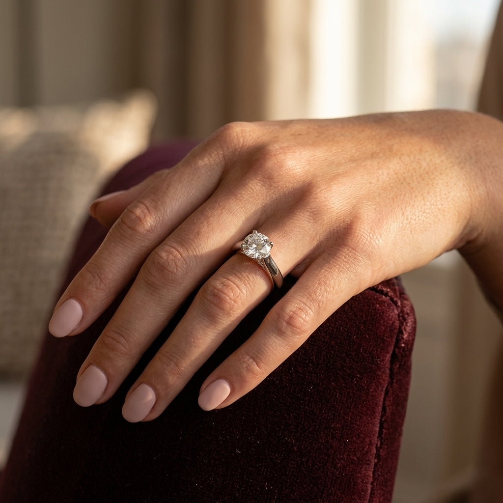 Cathedral Engagement Ring - worn lifestyle photo