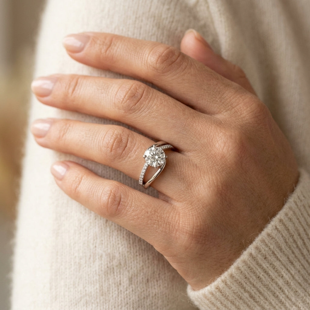 Bypass Engagement Ring - worn lifestyle photo