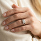 Half Bezel Round Engagement Ring - worn lifestyle photo