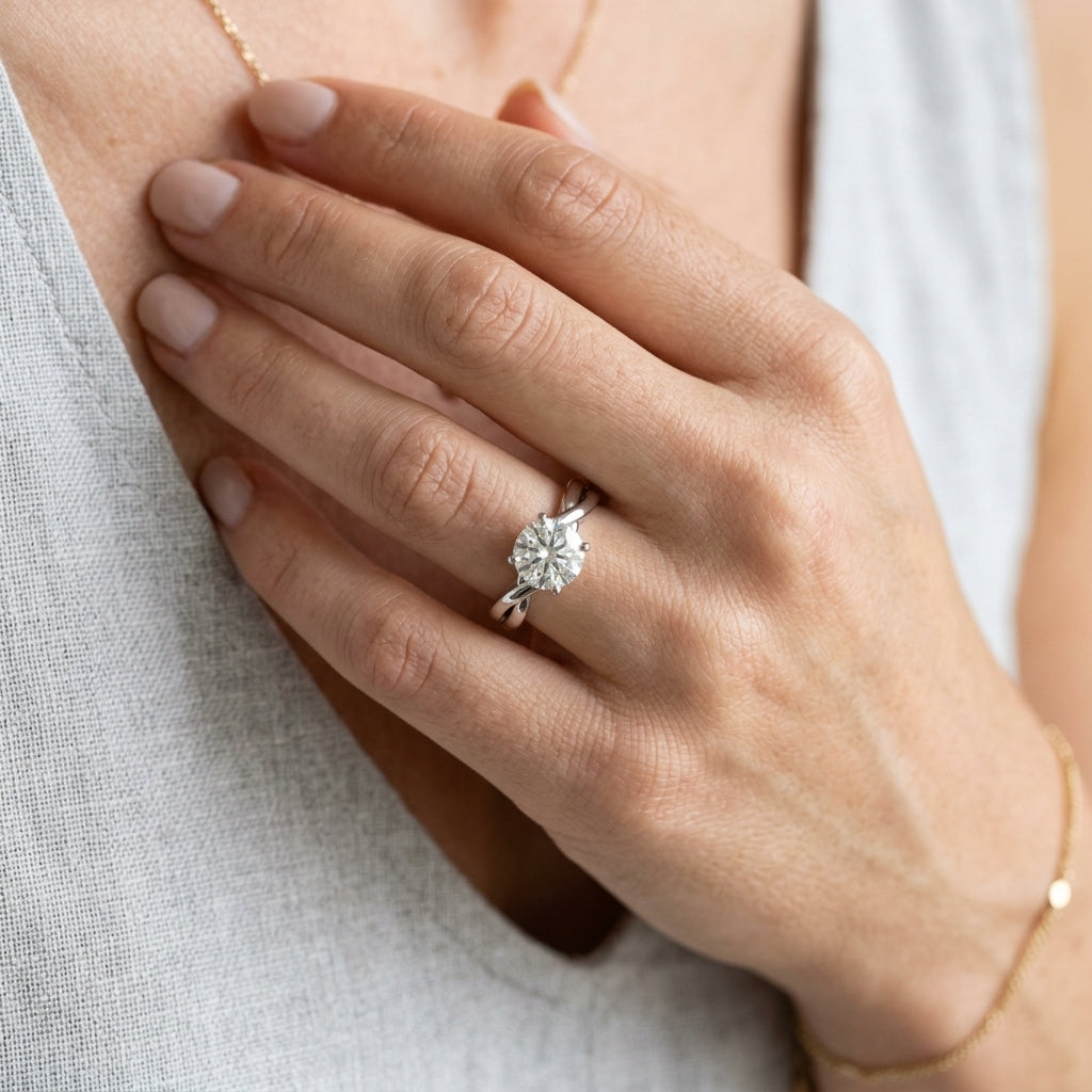 Twisted Engagement Ring - worn lifestyle photo