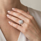 Mixed Shape Halo Round Engagement Ring - worn lifestyle photo