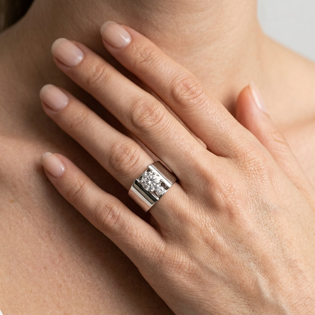Solitaire Engagement Ring - worn lifestyle photo