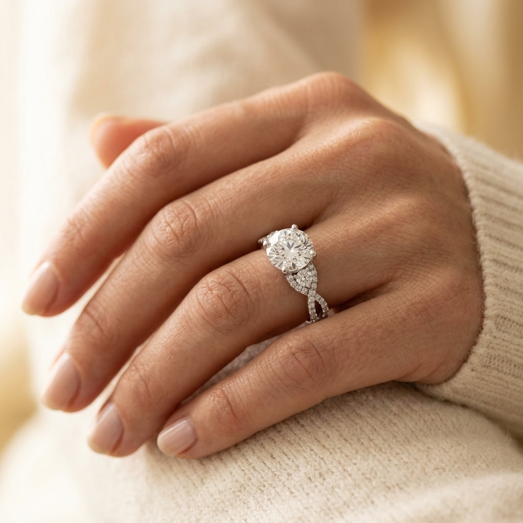 Bypass Multirow Twisted Engagement Ring - worn lifestyle photo