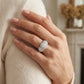 3-Stone Halo Split Prong Engagement Ring - worn lifestyle photo