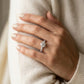 Single Shared Prong Engagement Ring - worn lifestyle photo