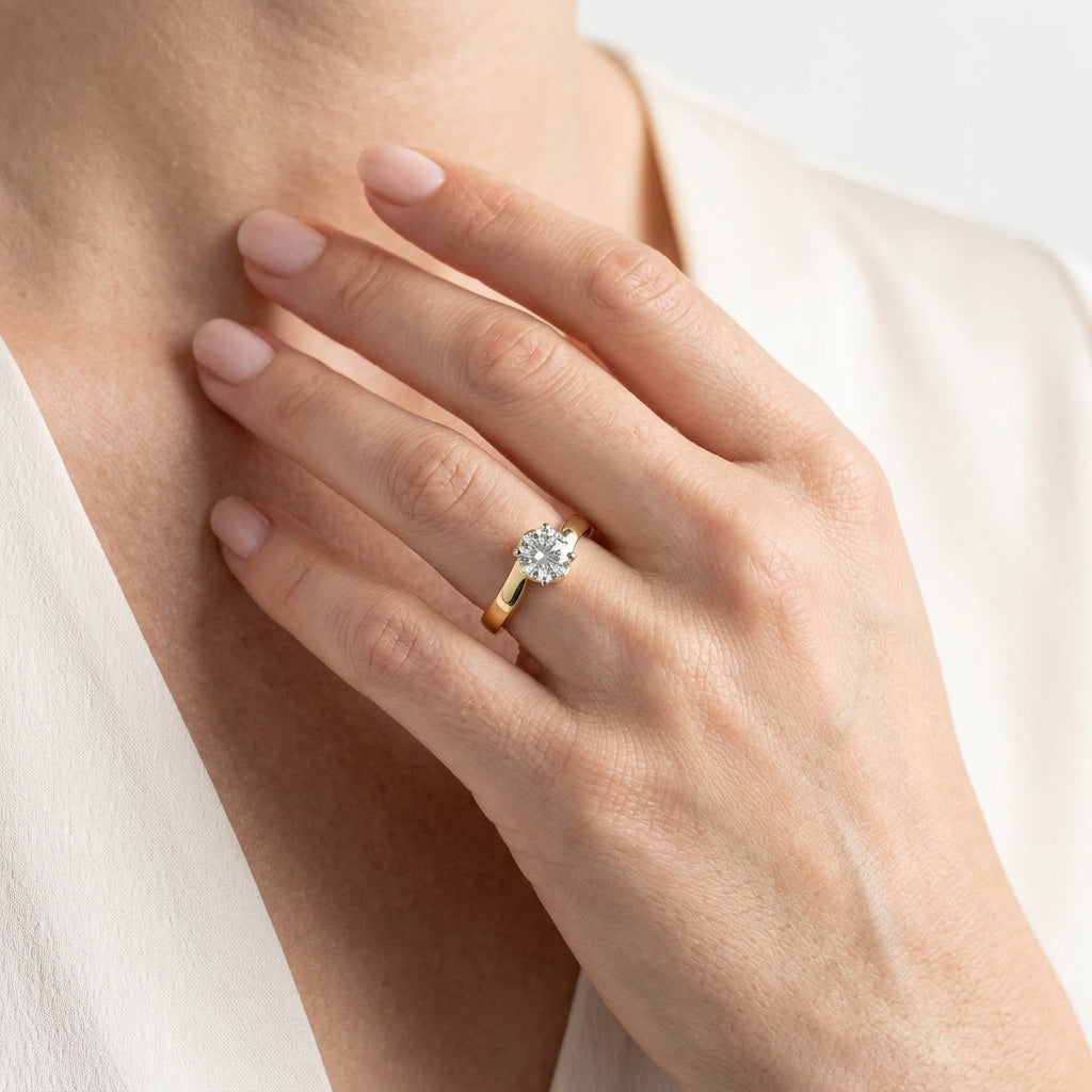Solitaire Color Engagement Rings - worn lifestyle photo