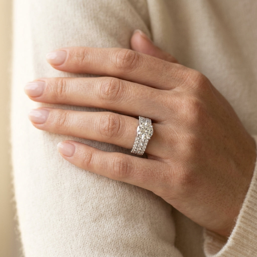 Multirow Engagement Ring - worn lifestyle photo