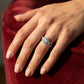 Bypass Swirl Halo Engagement Ring - worn lifestyle photo