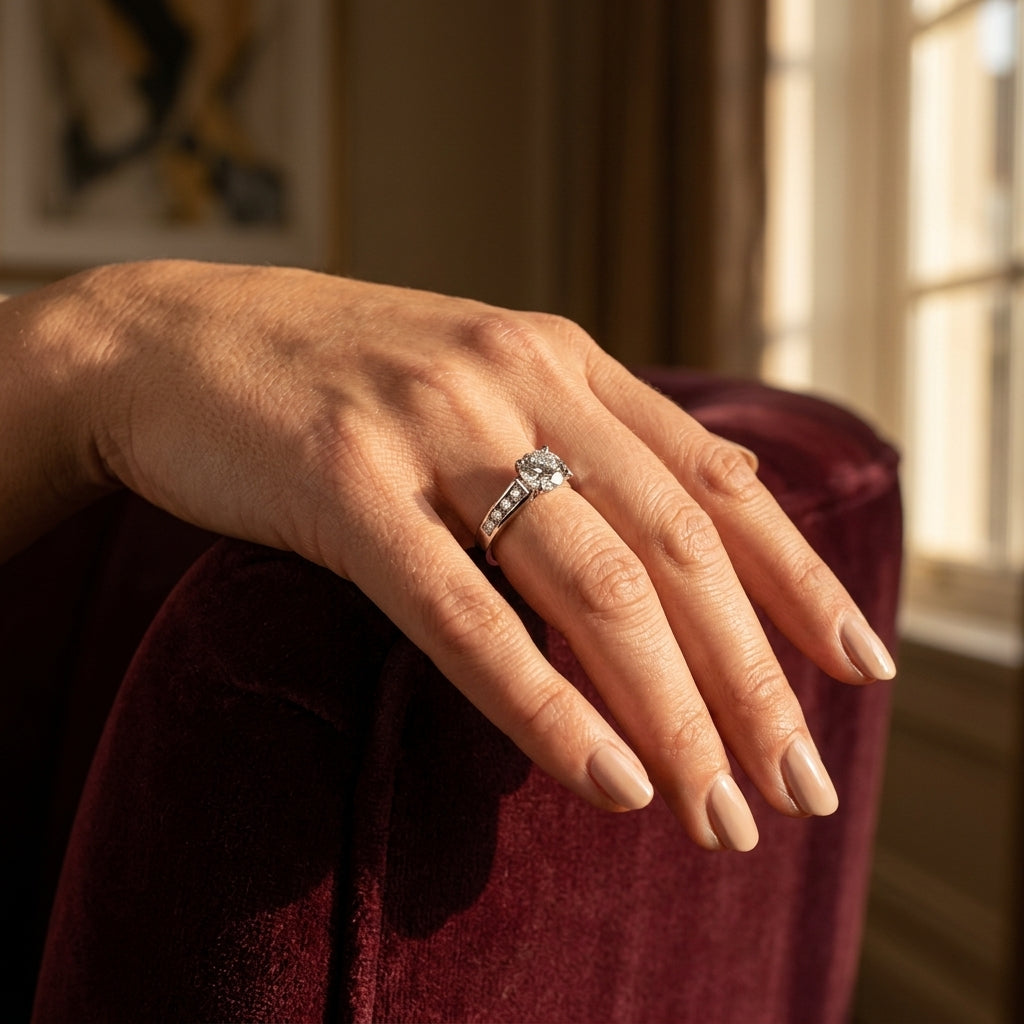 Single Row Cathedral Engagement Rings - worn lifestyle photo