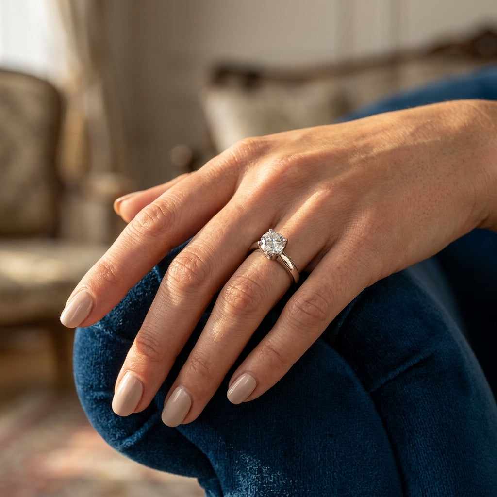 Solitaire Engagement Rings - worn lifestyle photo