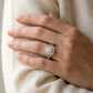 Vintage Style Halo Milgrain Engagement Ring - worn lifestyle photo