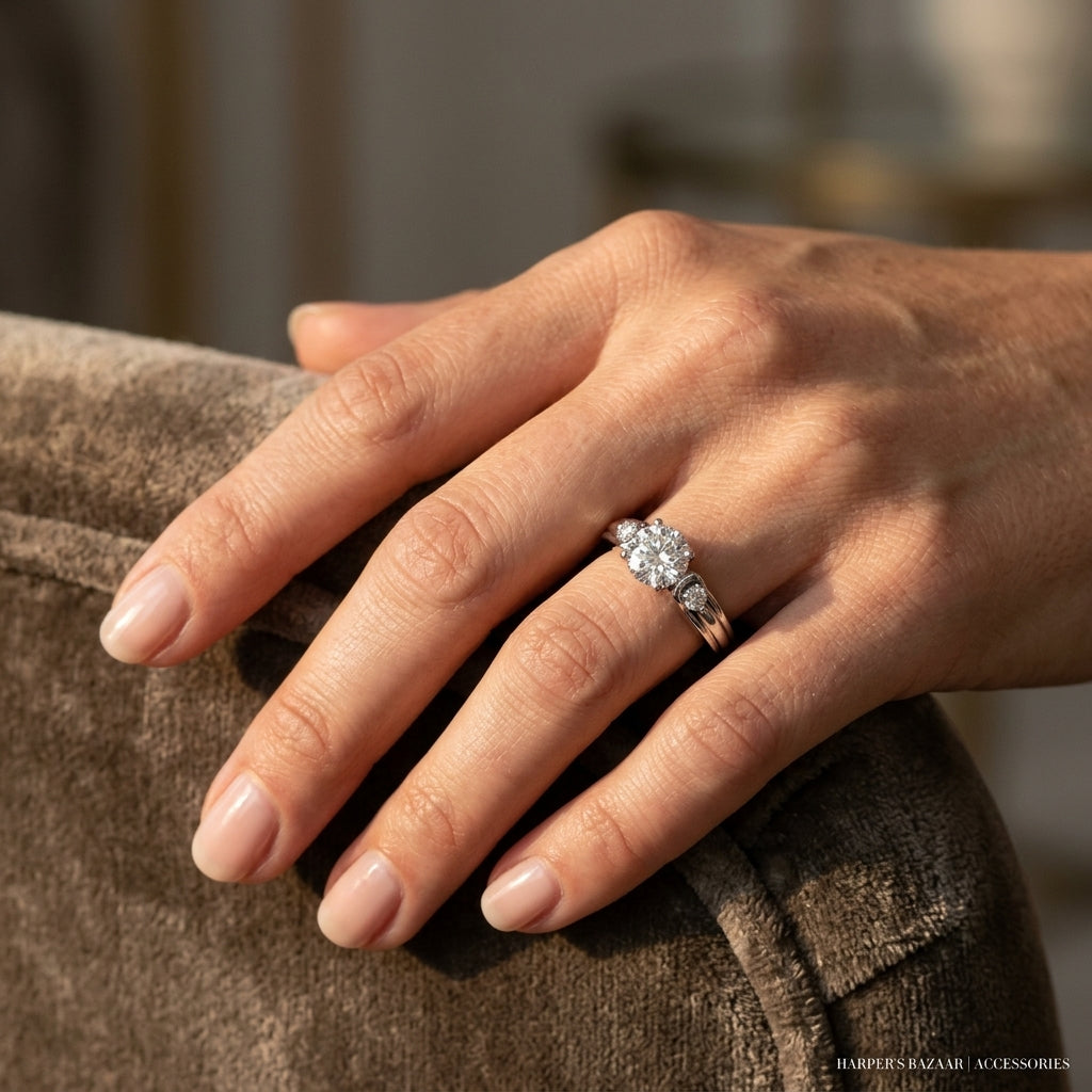 3-Stone Split Shank Engagement Rings - worn lifestyle photo