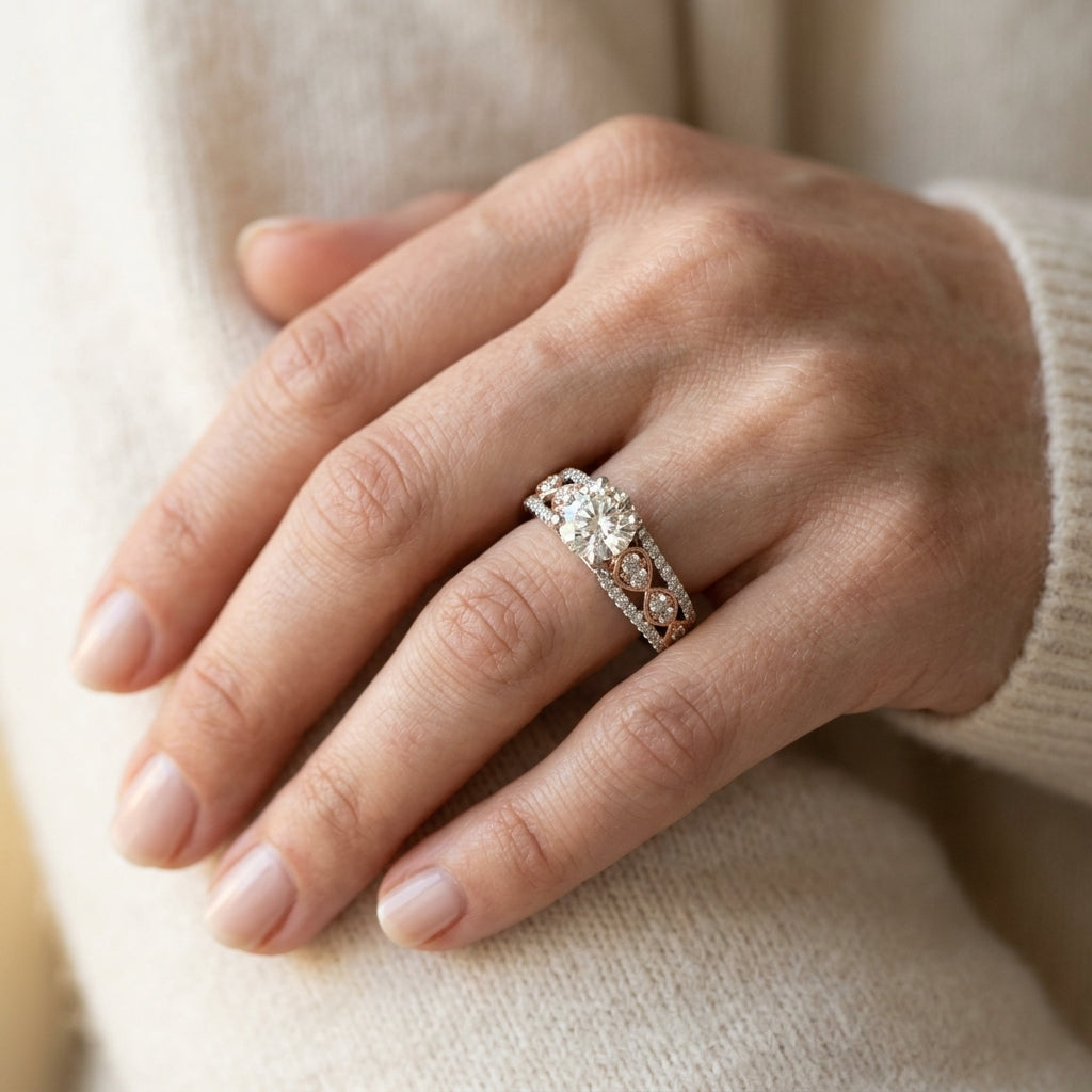 Multirow Infinity Engagement Rings - worn lifestyle photo