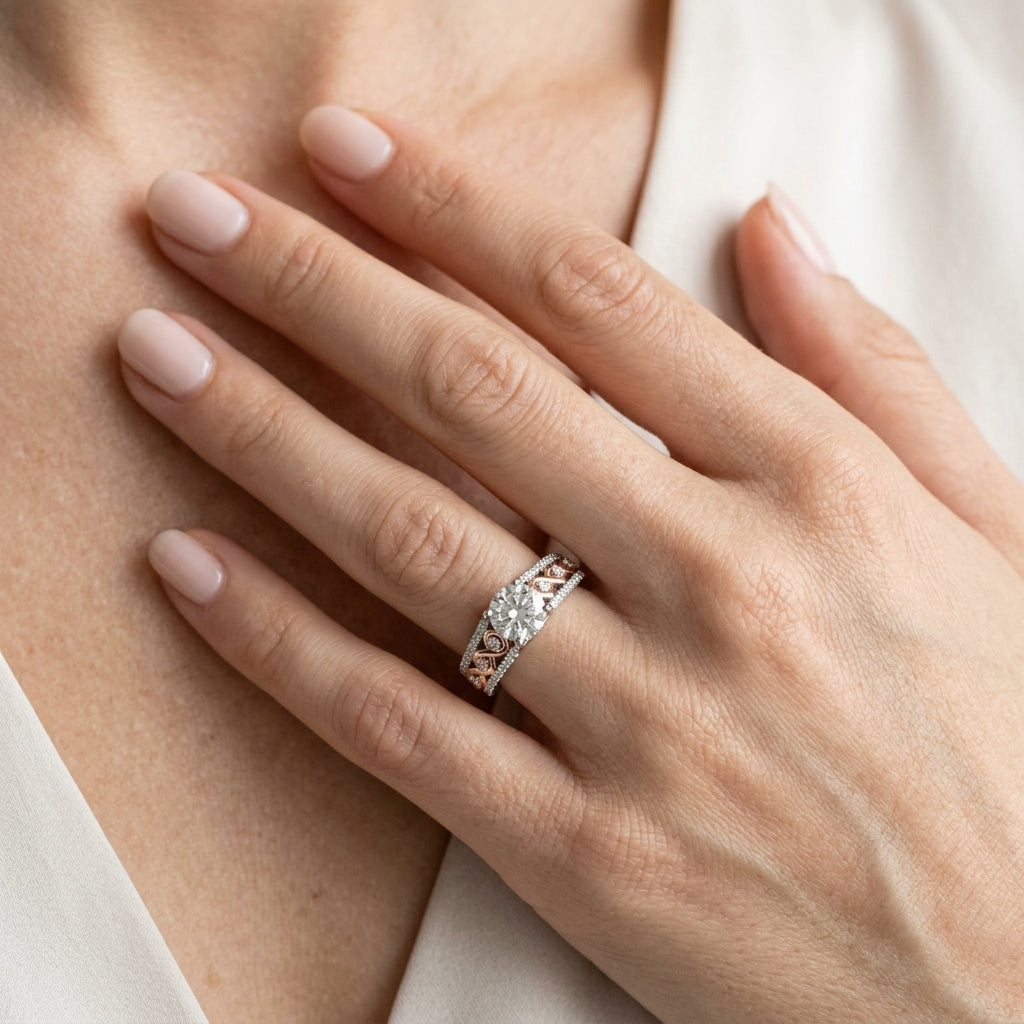 Multirow Infinity Engagement Rings - worn lifestyle photo