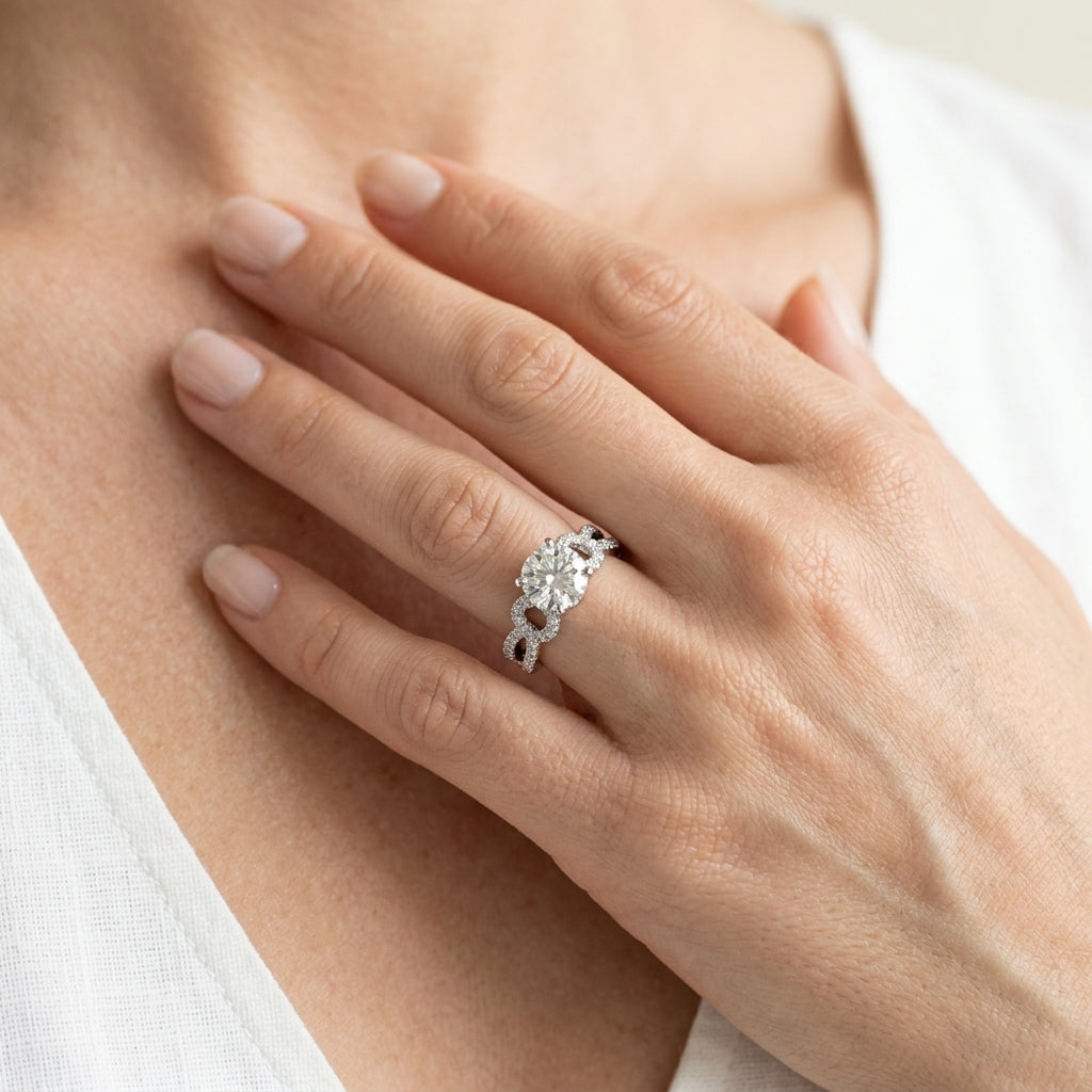 Multirow Split Shank Engagement Rings - worn lifestyle photo